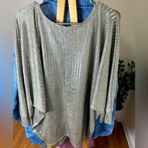 Metallic Silver plus size batwing top